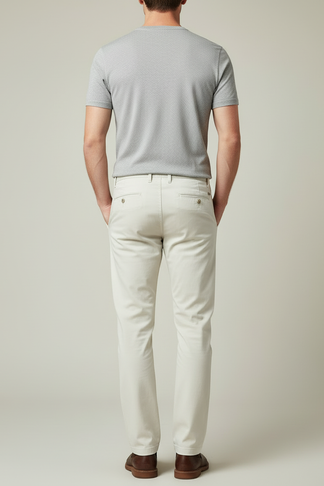 Pantalon Blanc Coton Slim Chino Droit Homme - Beige - vue 2