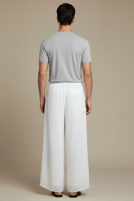 Pantalon Blanc Fluide Ample Décontracté Léger Homme - Viscose - vue 2