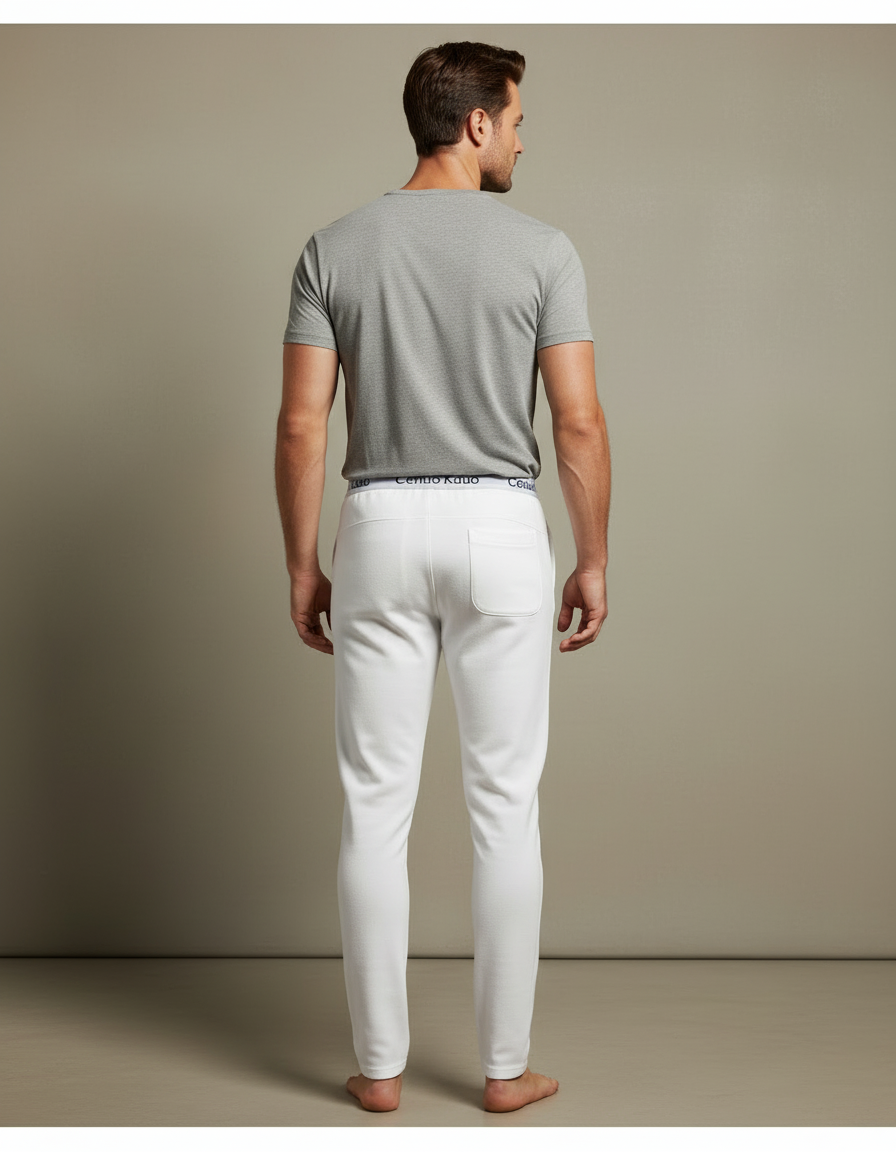 Pantalon Blanc Thermique Molletonné Slim Coton Chaud - vue 2