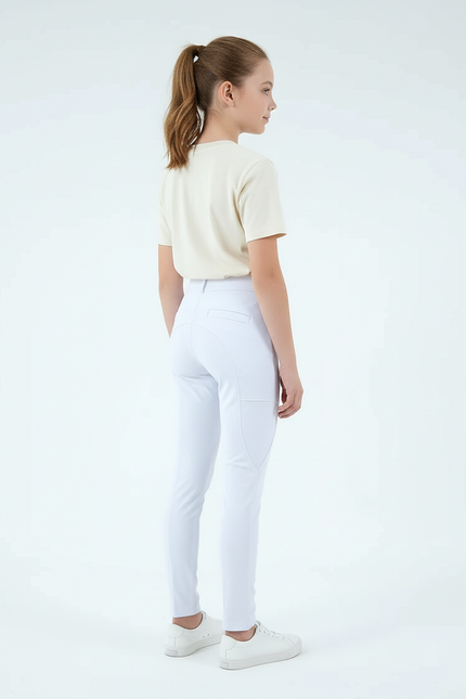 Pantalon Blanc Équestre Slim Confortable Enfant - Polyester - vue 2