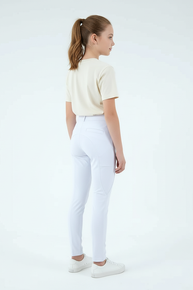 Pantalon Blanc Équestre Slim Confortable Enfant - Polyester - vue 2