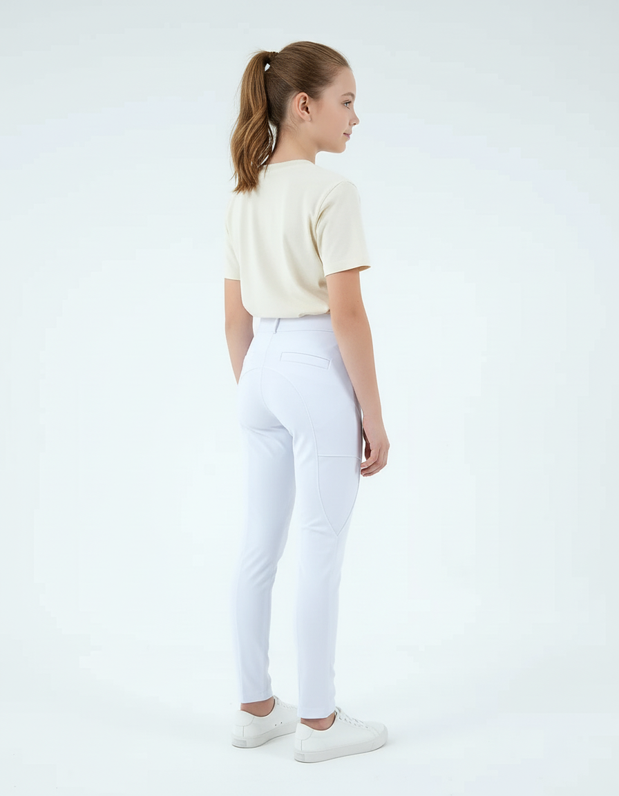 Pantalon Blanc Équestre Slim Confortable Enfant - Polyester - vue 2