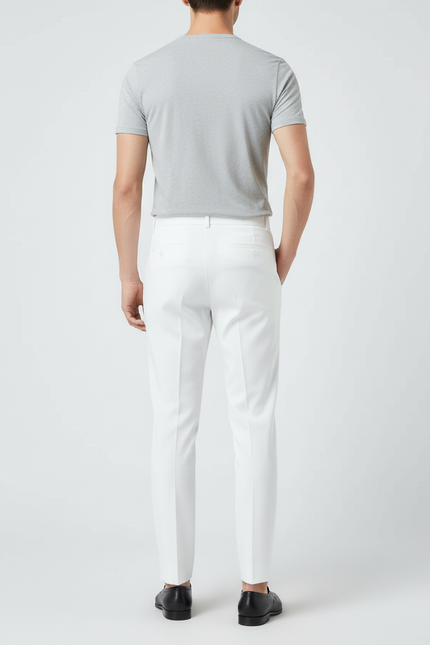 Pantalon Blanc Droit Habillé Élégant Homme - Gabardine - vue 2