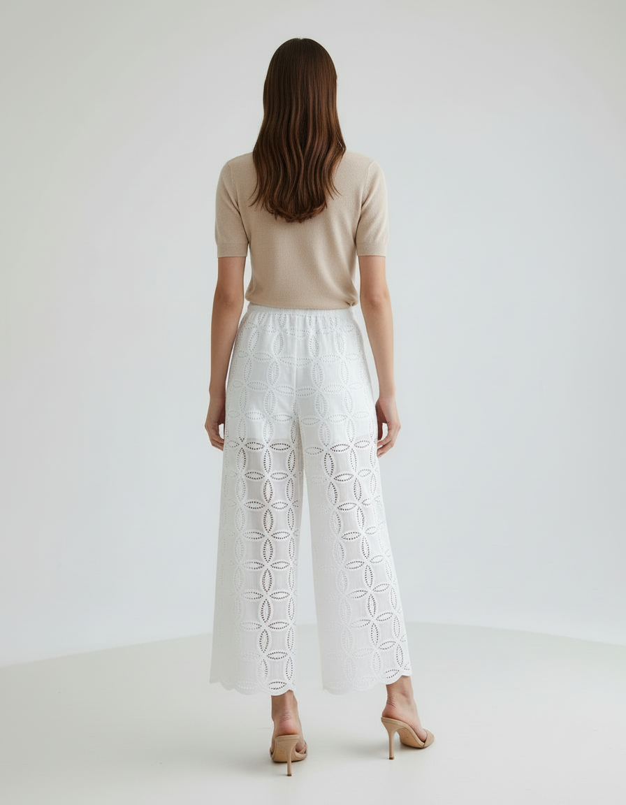 Pantalon Blanc Ajouré - Coton - vue 2