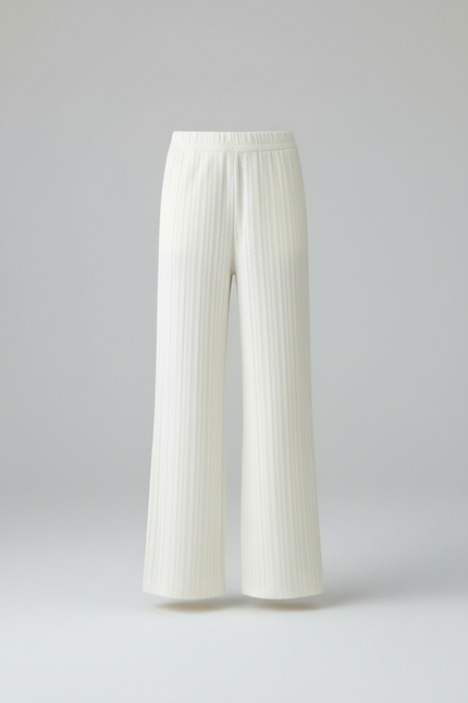 Pantalon Blanc Côtelé Ample Confortable Enfant - Maille - vue 3