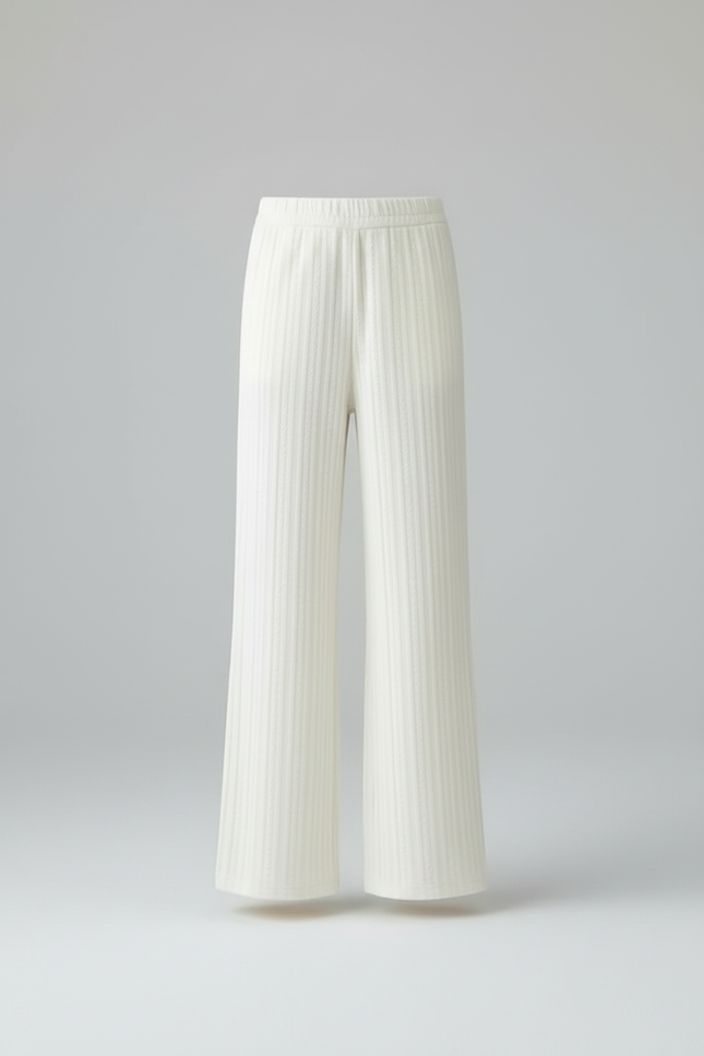 Pantalon Blanc Côtelé Ample Confortable Enfant - Maille - vue 3