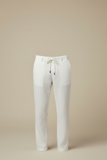 Pantalon Blanc Taille Elastique - Lin - vue 3