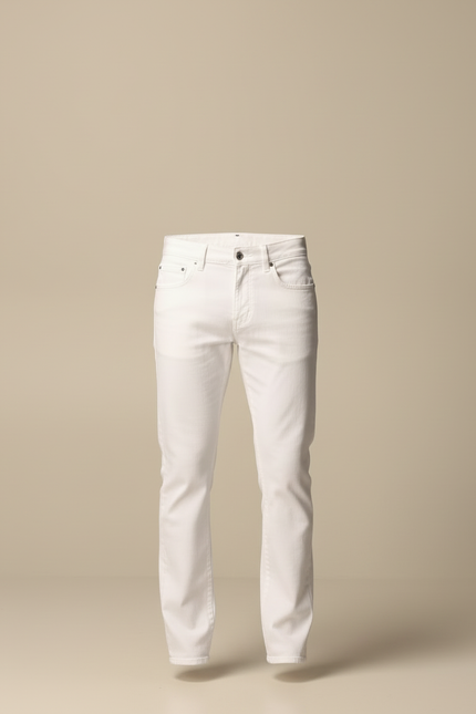 Pantalon Blanc Homme Droit Coton Décontracté Slim - Jean - vue 3
