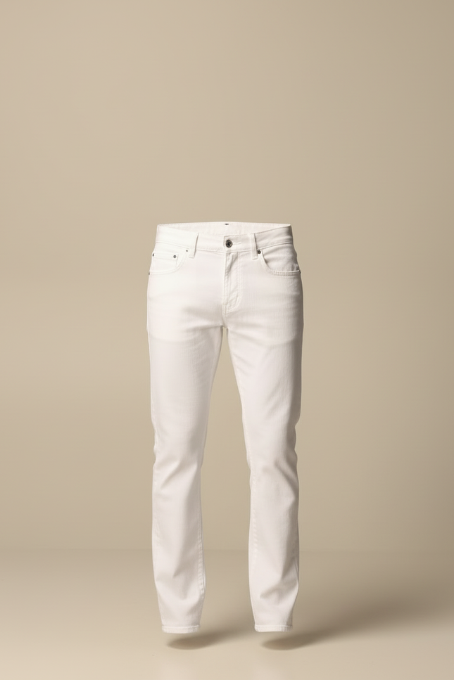 Pantalon Blanc Homme Droit Coton Décontracté Slim - Jean - vue 3