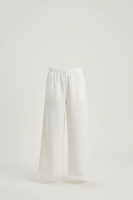 Pantalon Blanc Ample Décontracté Coton Fille - Molleton - vue 3