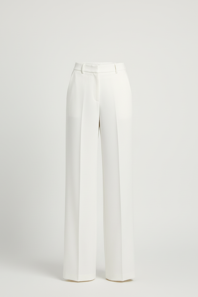 Pantalon Blanc Large Fluide Élégant Femme - Polyester - vue 3