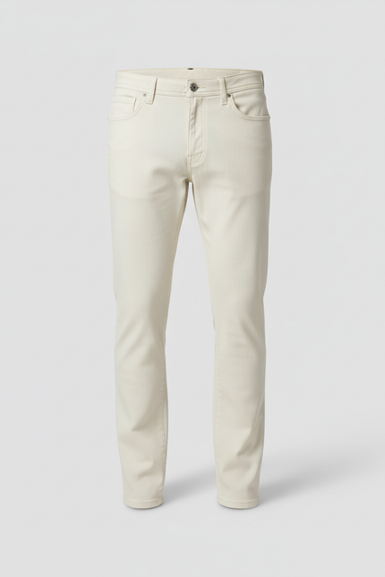 Pantalon Blanc Homme Slim Coton Décontracté Chic - Jean - vue 3