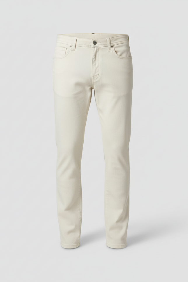 Pantalon Blanc Homme Slim Coton Décontracté Chic - Jean - vue 3