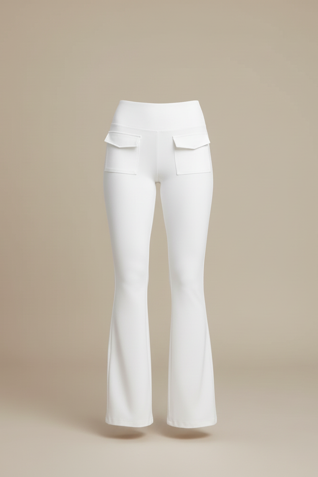 Pantalon Blanc Bootcut Femme - Maille - vue 3