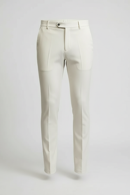 Pantalon Blanc Slim Homme Tissu Élégant Chino - Beige Gabardine - vue 3