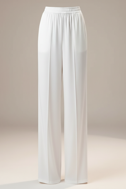 Pantalon Blanc Fluide Ample Satiné Taille Haute - vue 3