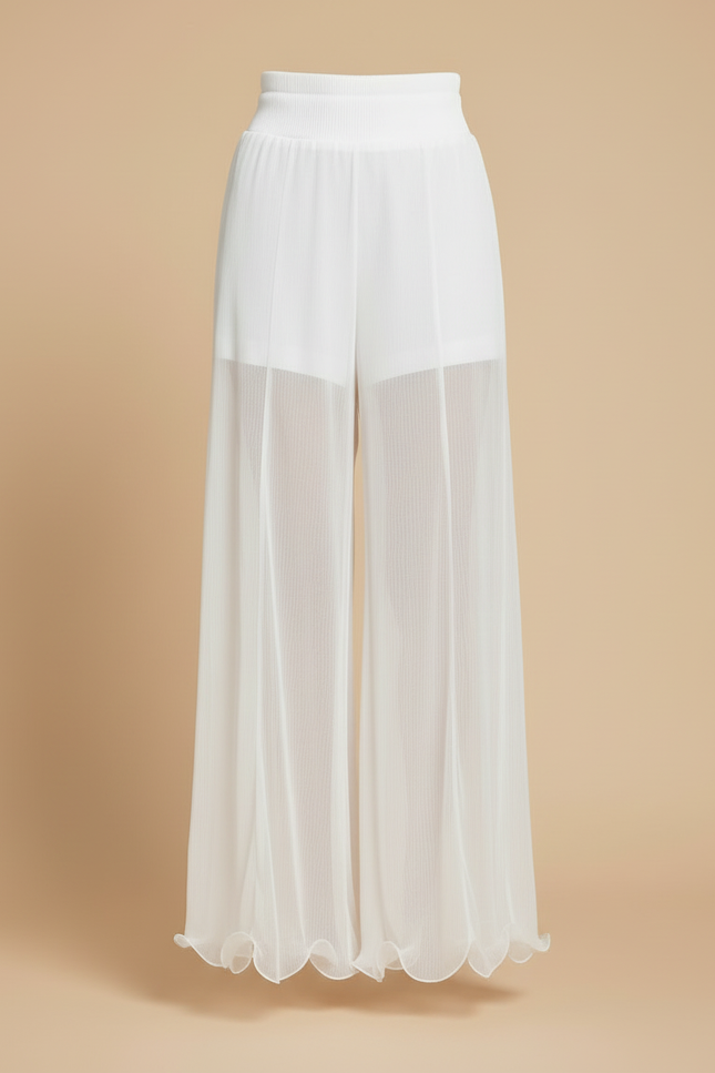 Pantalon Mousseline Blanc - Polyester - vue 3