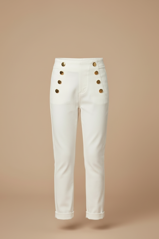 Pantalon Marin Blanc - Gabardine - vue 3