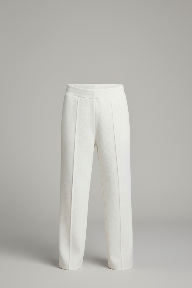 Pantalon Blanc Tricoté Ample Décontracté Enfant - Beige Maille - vue 2