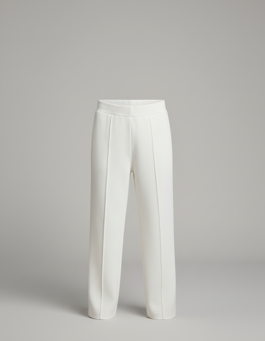 Pantalon Blanc Tricoté Ample Décontracté Enfant - Beige Maille - vue 2