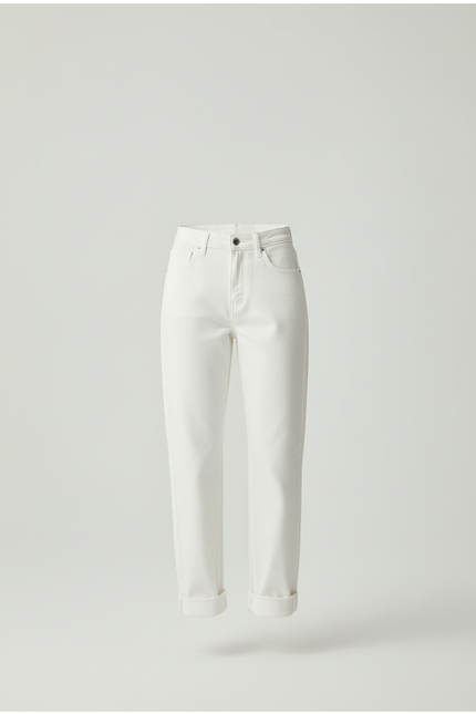 Pantalon Blanc Taille Haute Coupe Droite - Jean - vue 3