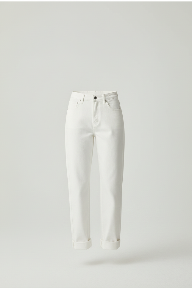 Pantalon Blanc Taille Haute Coupe Droite - Jean - vue 3