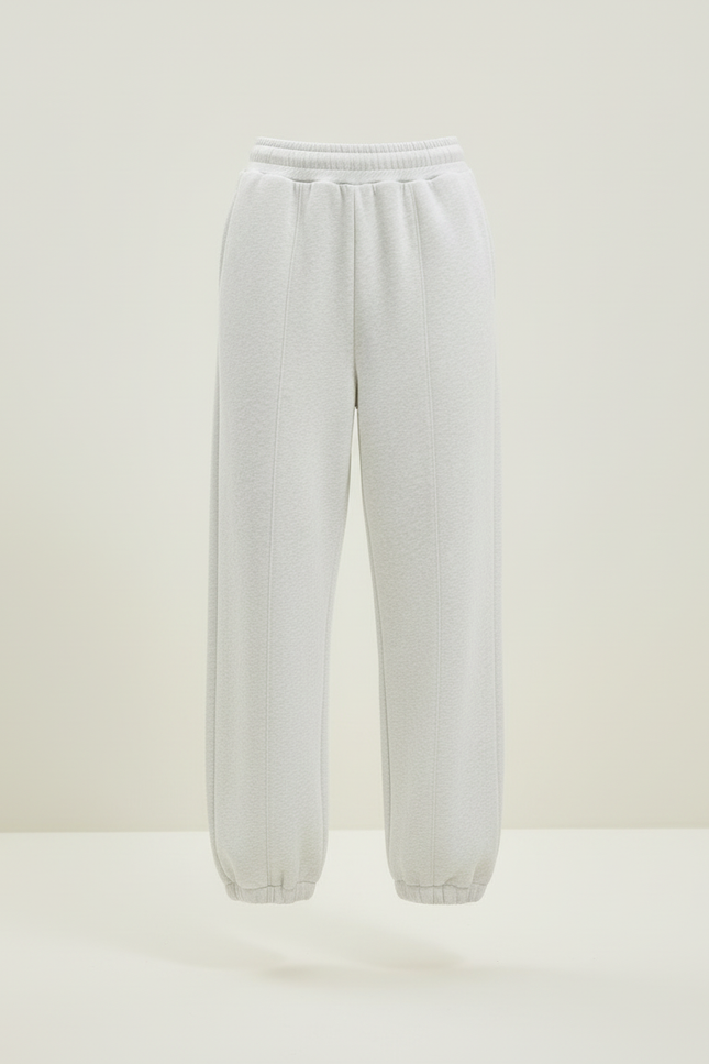 Pantalon Blanc Gris Ample Décontracté Molletonné - vue 3