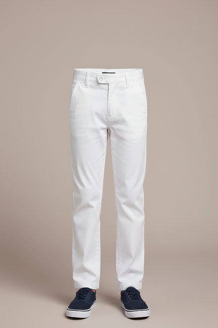 Pantalon Blanc Coton Droit Garçon Élégant Décontracté - vue 3