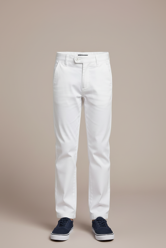 Pantalon Blanc Coton Droit Garçon Élégant Décontracté - vue 3