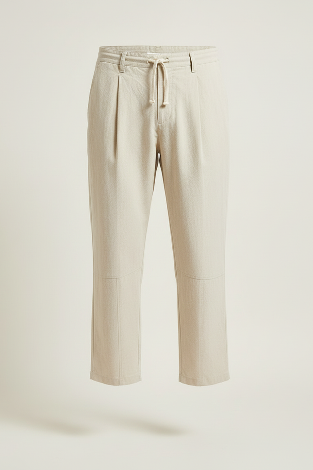 Pantalon Blanc Lin Ample Décontracté Homme Estival - Beige - vue 3