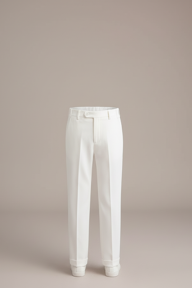 Pantalon Blanc Classique Droit Élégant Enfant - Gabardine - vue 3