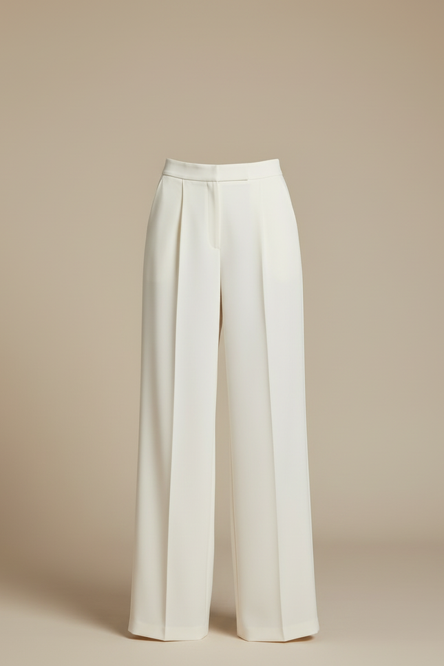 Pantalon Blanc Large Fluide Plissé Élégant Femme - Polyester - vue 3