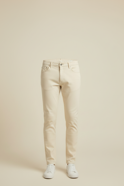 Pantalon Blanc Homme Slim Stretch Décontracté Crème - Beige Gabardine - vue 3