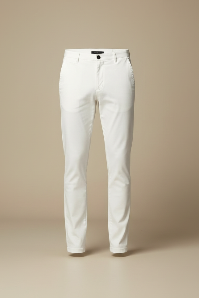 Pantalon Blanc Slim Fit Homme Décontracté Stretch - Coton - vue 3