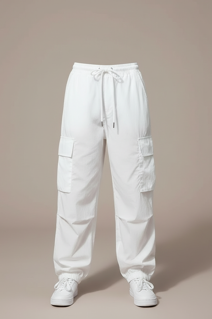 Pantalon Parachute Blanc - Polyester - vue 3