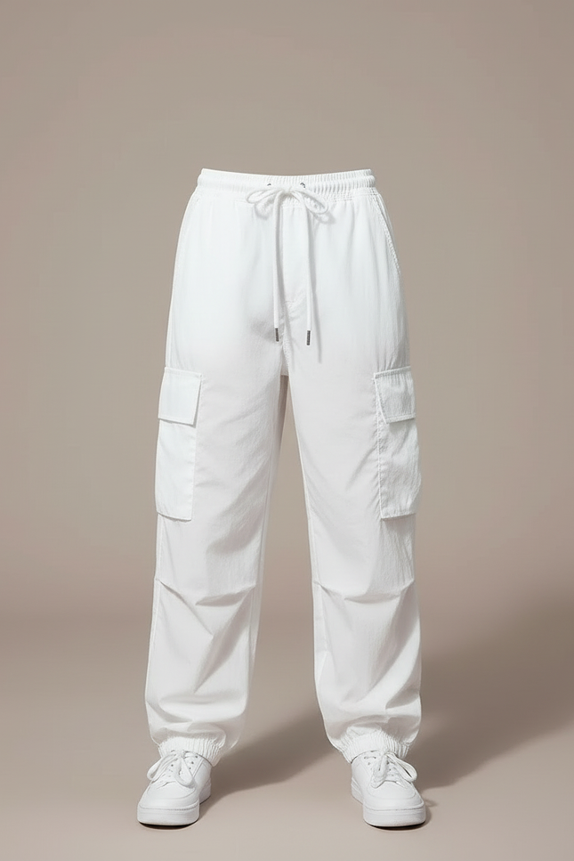 Pantalon Parachute Blanc - Polyester - vue 3