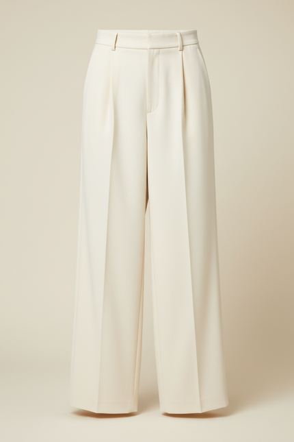 Pantalon Blanc Taille Haute Fluide - Viscose - vue 3