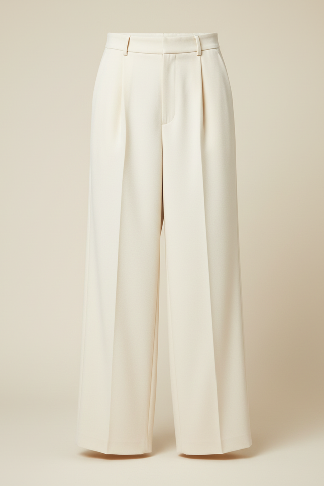 Pantalon Blanc Taille Haute Fluide - Viscose - vue 3