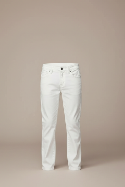 Pantalon Blanc Enfant Droit Coton Décontracté - vue 3