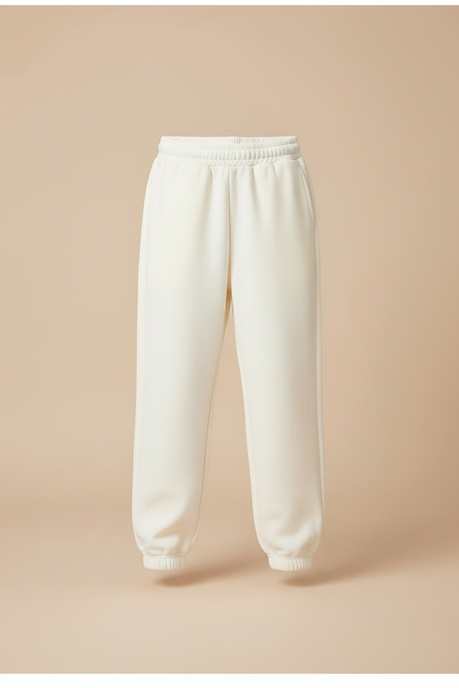 Pantalon Blanc Molletonné Confortable Élastique Enfant - Beige - vue 3