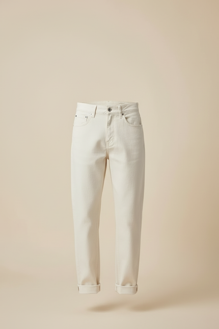 Pantalon Blanc Droit Décontracté Coton Homme - Beige - vue 3