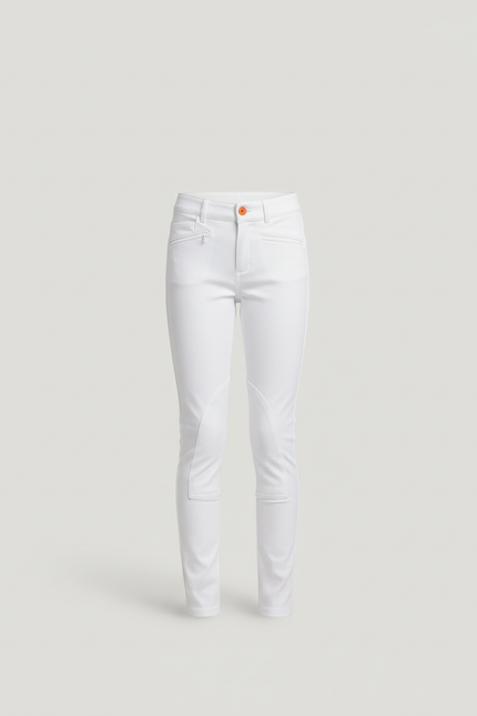Pantalon Blanc Équestre Fille Slim Confortable - Polyester - vue 3