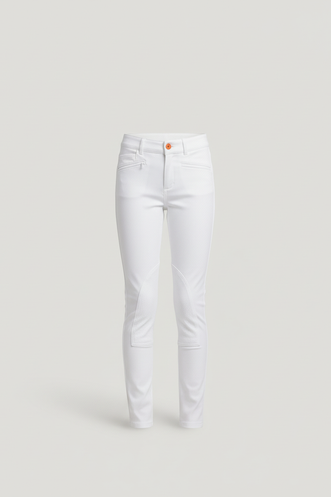 Pantalon Blanc Équestre Fille Slim Confortable - Polyester - vue 3