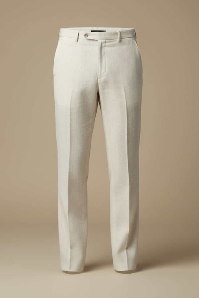 Pantalon Blanc Lin Droit Décontracté Élégant Homme - vue 3