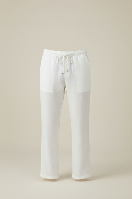 Pantalon Blanc 2956 - Lin - vue 3