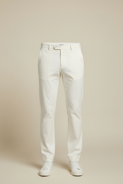 Pantalon Blanc Homme Droit Coton Décontracté Élégant - vue 3