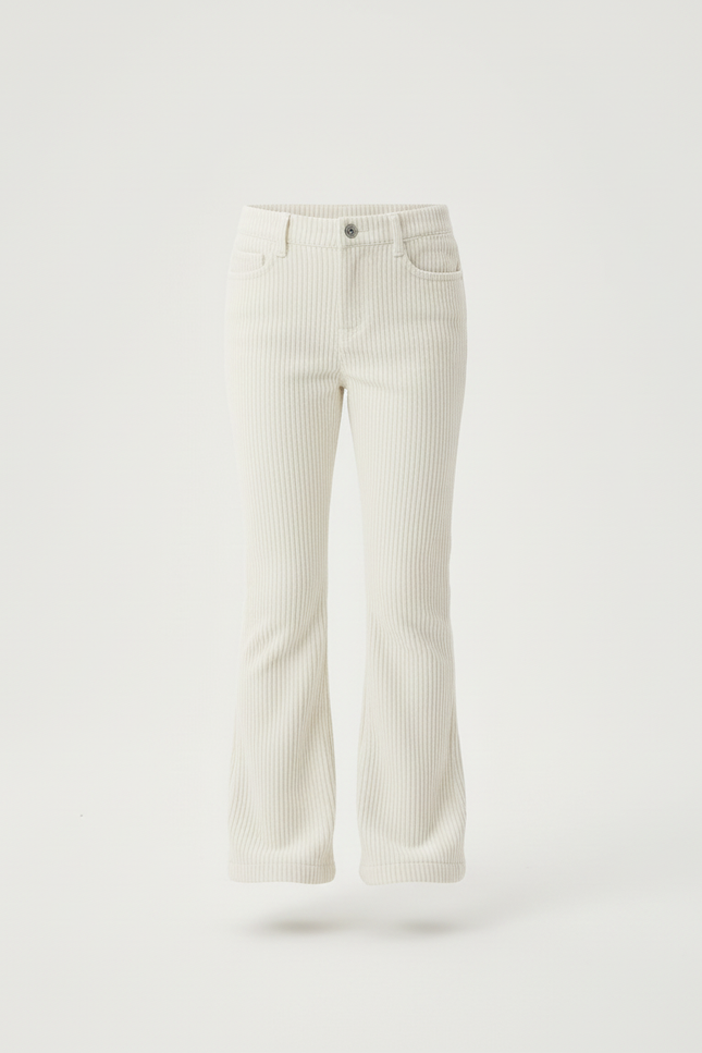 Pantalon Blanc Côtelé Évasé Confortable Enfant - Cordé - vue 3