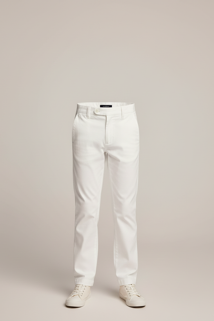 Pantalon Blanc Enfant Coton Ajusté Élégant Décontracté - vue 3