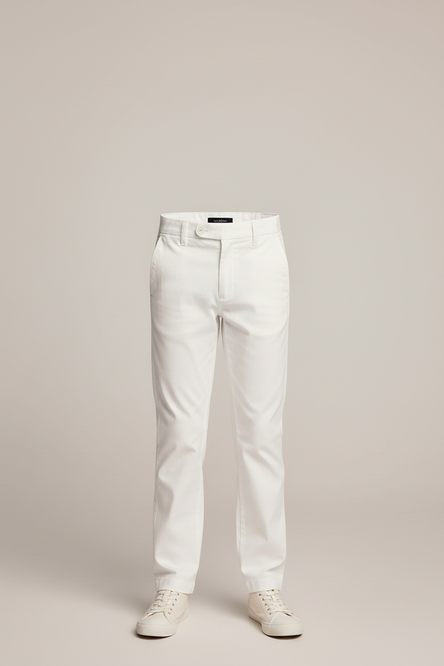 Pantalon Blanc Enfant Coton Ajusté Élégant Décontracté - vue 3