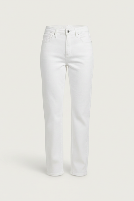 Pantalon Blanc Droit Taille Haute Femme Décontracté - Jean - vue 3